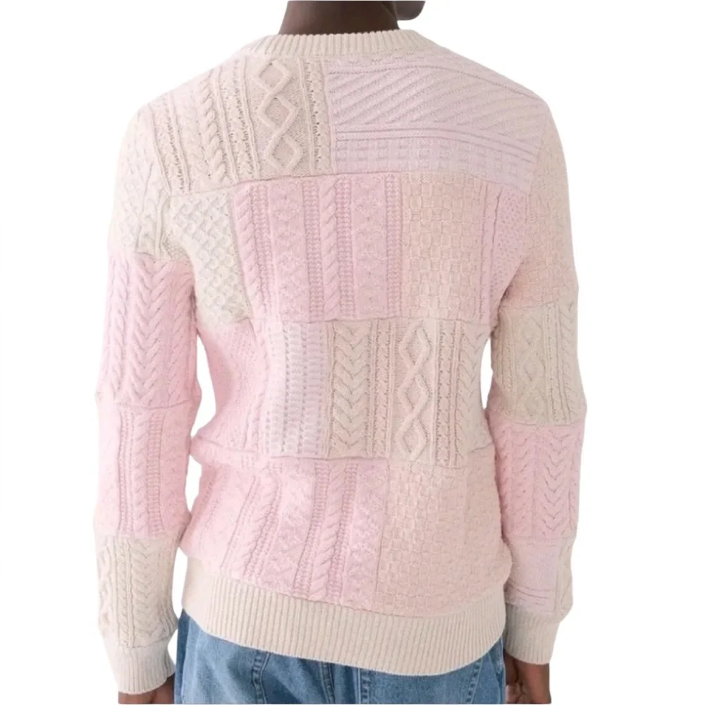 J. CREW Heritage Patchwork Cotton Cable-knit Sweater NWT